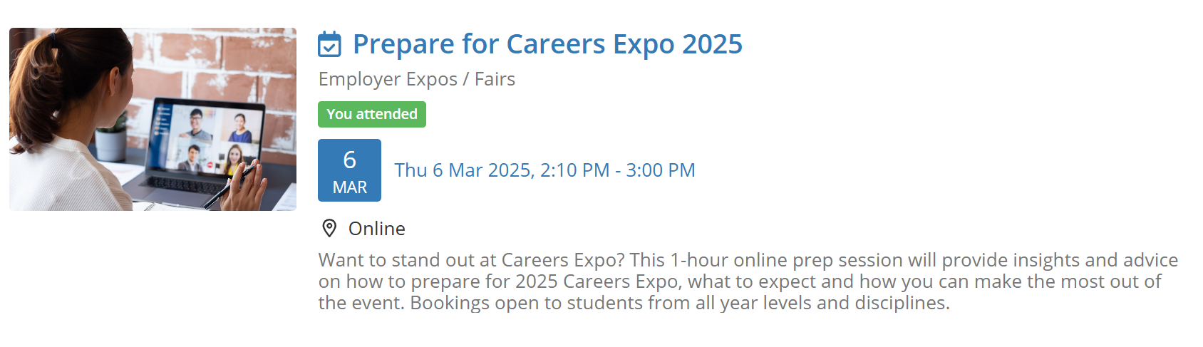 Career Expo Preparation Attendance
