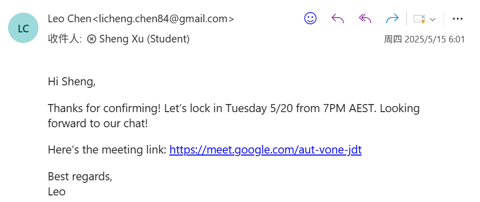 mentor's email