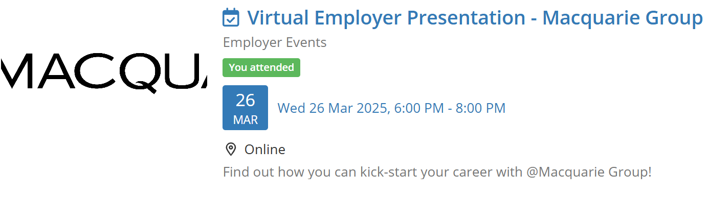 Macquarie Session Attendance